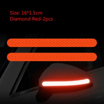 2 Gabalus Automobilio šviesą Atspindinčios Juostelės Kovos su susidūrimo Perspėjimo Juosta Automobilių stiliaus Automobilio galinio vaizdo Veidrodis Lipdukai Saugos Perspėjimo Ženklas