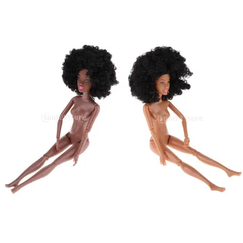 2 Vnt Gana 12 Sąnarių Kūno Lėlės Afrikos Mergina Lėlės Modelis, Juodai Rudos Odos Tonas