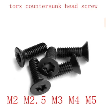 20-50pcs/lot M2 M2.5 M3 M4 M5 plieno su juoda šešių lapelio torx sraigtas įleidžiama galvute