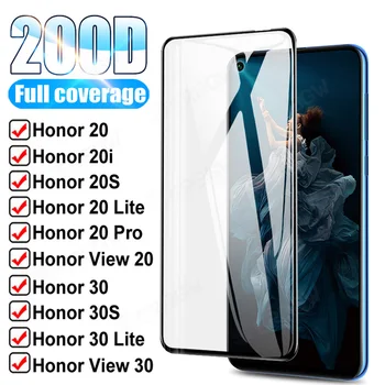 200D Visiškai Padengti Grūdinto Stiklo Huawei honor peržiūrėti 20 30 V20 V30 Screen Protector Garbę 20 Pro 30 Lite 20i 20S 30S Stiklo Plėvelės