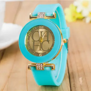 2018 Naujas paprastas odinis Prekės Ženevos Atsitiktinis Kvarco Žiūrėti Moterų Kristalų Silikoniniai Laikrodžiai Relogio Feminino Riešo Žiūrėti Karšto pardavimo
