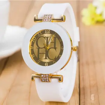 2018 Naujas paprastas odinis Prekės Ženevos Atsitiktinis Kvarco Žiūrėti Moterų Kristalų Silikoniniai Laikrodžiai Relogio Feminino Riešo Žiūrėti Karšto pardavimo