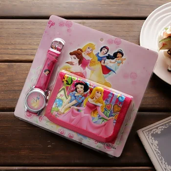 2018 naujų animacinių filmų princesė žiūrėti su piniginės, gimtadienio dovana vaikams, medžiaga piniginės ir animacinių filmų žiūrėti nustatyti kvarcinis laikrodis