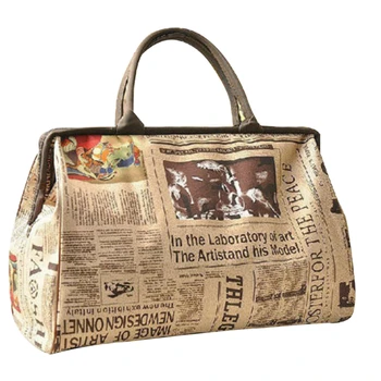 2019 KARŠTO Mados moterų rankinės šviesą laikraštyje spausdinti didelės talpos kelionės pečių maišą
