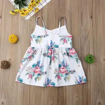 2019 M. Vasarą Bamblys Kūdikių Gėlių Mergaitės Suknelė Be Rankovių Su V Kaklo Šalies Holiday Beach Suknelė Mergaitėms