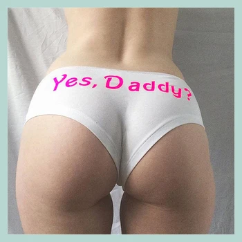 2019 Moterų Juokinga Lingerie sexy panty Apatiniai, Kelnaitės T string Dirželius bikini Taip Daddy Laiškas Išspausdintas Apatiniai Ponios kelnės