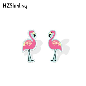 2019 Nauja Pink Flamingo Akrilo Auskarai Juokinga Flamingas Dervos Auskarai Paukščių Stud Ausies Dovanos Vaikams Epoksidinės Auskarai