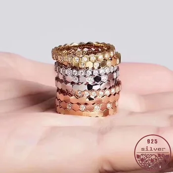 2019 Nauja siunta 925 sterlingas sidabro Korio inkrustacijos akmens moterų žiedas nustatyti ratą rose aukso žiedas deimantas žiedai moterims