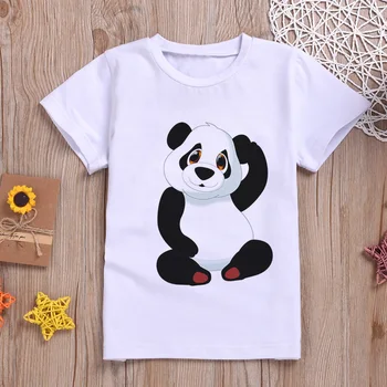 2019 Naujas Berniukas Marškinėlius Panda Animacinių Filmų Mielas Gyvūnų Spausdinti Mergina Marškinėliai Vaikams Patogiai, O-Kaklo Marškinėlius Trumpomis Rankovėmis Mergaitė Berniukas Drabužiai