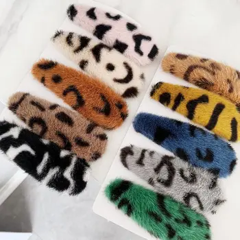2019 Naujas Mados Korėjoje Moterims Japonija Acetatas Plaukų Aksesuarų, Leopardas Pliušinis Staigius Plaukų Clips Derliaus BB Įrašus Bobby Barrettes