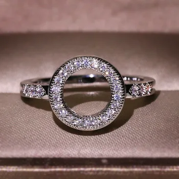 2019 Paprastas Apvalus baltas Cirkonis Žiedas Moterų Rankinio Mozaikos Cirkonis Vestuves sužadėtuvių žiedai Mados Juvelyrika dovana