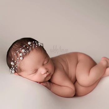 2019 Pearl Halo Naujagimių Fotografijos Rekvizitai bakų tvirtinimo Kaspinai Kūdikių Mergaičių galvos Apdangalai už Bebe Foto Prop Šaudymo Reikmenys
