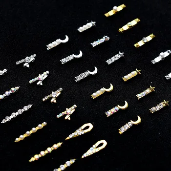2020 10vnt Aukso 3D Paprasta Žavesio Kristalų Japonija Nagų kalnų krištolas Lydinio Nagų Dailės Papuošalai Blizgučiai 