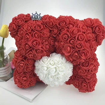 2020 25/40cm su Širdies Didelis Raudonas Teddy Bear Rose Dirbtinių Gėlių Dekoracija Kalėdų Dovanos Moterims, Valentino Dovana