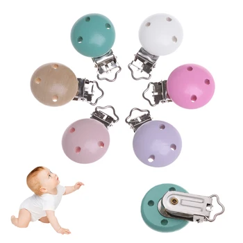 2020 Apvalios Formos Žindukas Clip Nipelis Sąsagos Žaislas Silikono Granulių Kūdikių Teether & mediniai kramtyti Priedai 