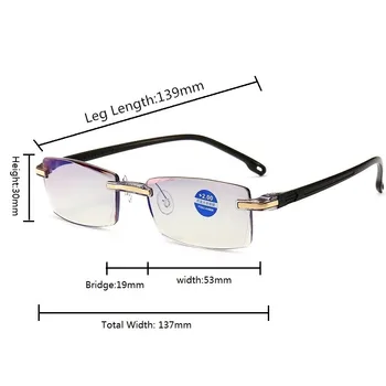 2020 Frameless Aikštėje Skaitymo Akiniai Vyrų ir Moterų Stabdžių Mėlyna Šviesa Kompiuterio akinius Toli Akyse Presbyopia Reader Akinius Moterims