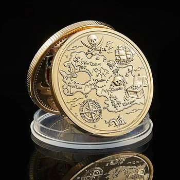 2020 Kaukolė Piratų Laivas Aukso Lobio Monetų Liūtas Jūros Veikia Laukinių Kolekcines Monetos Vaule