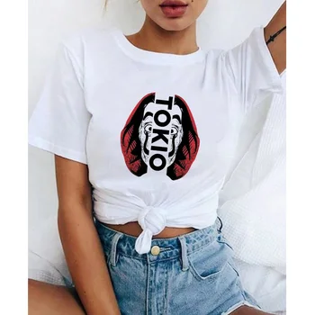 2020 La Casa De Papel moteris, T-shirt apiplėšimas Tees TELEVIZIJOS stotis BELLA CIAO moteris streetwear popieriaus namas juokinga Harajuku top marškinėliai