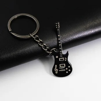 2020 m. Naujas Juodos spalvos Nerūdijančio Plieno Gitara Keychain Draugams Maišelį Automobilių Key Chain Priedai paketų prižiūrėtojų raktinę Muzikos Gerbėjų Dovana, Papuošalai