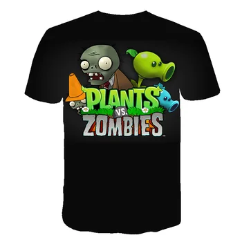 2020 Madingas ir Gražus Vaikų trumpomis Rankovėmis Viršūnes 3D Augalai vs Zombies perkamiausių Vaikų Laisvalaikio marškinėliai