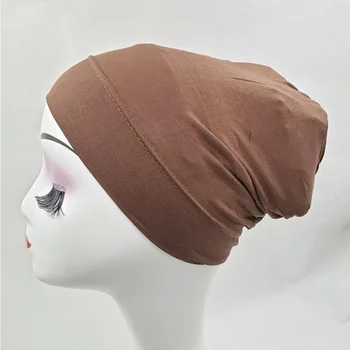 2020 medvilnės vidinį Hijab Kepurės Musulmonų ruožas Turbaną bžūp Islamo Underscarf variklio Dangčio skrybėlę moterų galvos skara bžūp apsiaustas turbante mujer