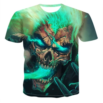 2020 metų vasaros Kaukolė demonas tematikos vyriški T-shirt siaubo 3D viršūnes mados marškinėliai vyriški O-kaklo marškinėliai berniukui drabužių plius dydis streetwear
