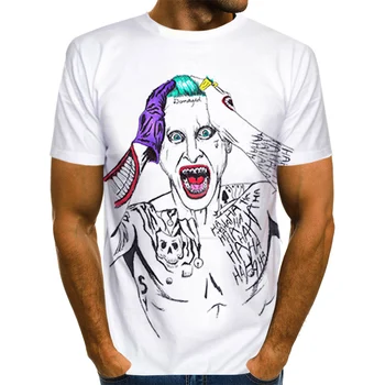 2020 metų Vasaros Klounas balta Joker 3D Atspausdintas Marškinėliai Vyrams Joker Veido Atsitiktinis Vyras marškinėlius Klounas Trumpas Rankovės Juokinga T Shirts TopsXXS-6XL