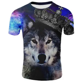 2020 metų Vasaros marškinėliai Vyrams Streetwear Apvalios Kaklo trumpomis Rankovėmis Tees Viršūnes Juokinga Gyvūnų Vyrų Drabužiai Atsitiktinis Wolf 3D Spausdinimo Marškinėlius