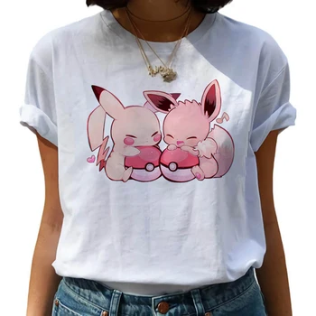 2020 Moterys T-shirt Naujas Pokemon Eiti Harajuku Kawaii Viršų Moteriška Marškinėlius 90s Mielas Marškinėlius korėjos Streetwear Stilius Ponios Trumpų Drabužių