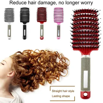 2020 Moterų Plaukų, Galvos odos Masažas Šukų Šerių & Nailono Hairbrush Šlapias Garbanotas Detangle Plaukų Šepetys Salonas Šukuosenų Formavimo Priemonės