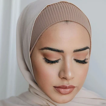 2020 Musulmonų Moterys Briaunoti Vidinis Hijab Kepurės Islamo Vamzdis Underscarf Variklio Dangčio Ruožas Lankelis Turbaną Musulman Femme Galvos Apsiaustas
