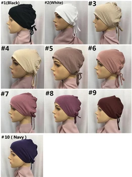 2020 musulmonų moterys elastinga kaklaraištis atgal jersey hijab underscarf kepurės minkštos medvilnės galvos wrap turbaną variklio dangčio islamo skarelė turbante