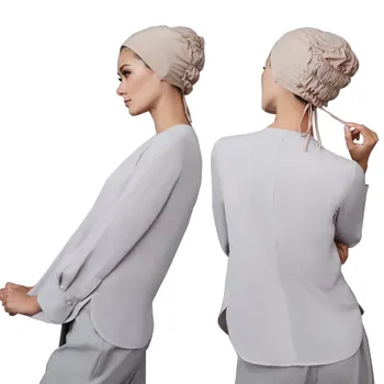 2020 musulmonų moterys elastinga kaklaraištis atgal jersey hijab underscarf kepurės minkštos medvilnės galvos wrap turbaną variklio dangčio islamo skarelė turbante