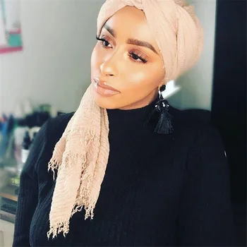 2020 Musulmonų Moterys Klostytas Hijab Kietas Medvilnės Islamo Skarelė Momentinių Skara femme foulard musulman Wrap Hijabs Turbaną