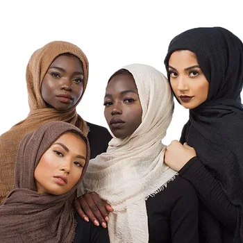 2020 Musulmonų Moterys Vingiuoti Hijab Šalikas Minkštas Kieto Medvilnės Galvos ScarvesTurban Skaros ir Apsiaustas hijab femme musulman kopftuch