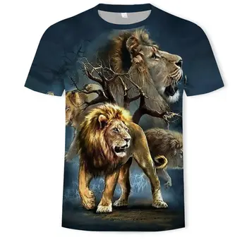 2020 naujas 3D liūtas t-marškinėliai vyrams, gyvūnų t-shirt įdomus, t-shirt slim 3D atspausdintas t-shirt vasarą viršų