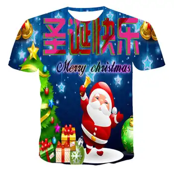 2020 Naujas 3D Vyrų Spausdinti Kalėdų trumpomis Rankovėmis T-Shirt Moterims, Santa Claus 3D Marškinius Ir Viršaus