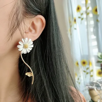 2020 naujas atvykti baltos ramunės asimetrija lašas auskarai, gėlių dvejopo naudojimo mielas korėjos dizaino tabaluoti auskarai mados papuošalai moterims