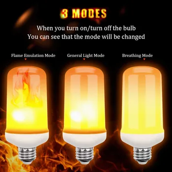 2020 Naujas LED Dinaminis Liepsnos Poveikio, Gaisro Lemputė E27 B22 E14 LED Kukurūzų Svogūno Kūrybos Mirgėjimas Emuliacija 5W 12W LED Lempos Šviesos