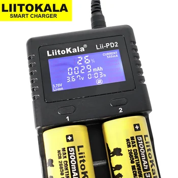 2020 Naujas LiitoKala Lii-PD2 baterijos Įkroviklio 18650 26650 21700 18350 AA AAA), 3,7 V/3.2 V/1.2 V ličio baterijos NiMH