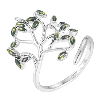 2020 Naujas Mados Gražių Moterų Vestuvės Vestuvinis Žiedas Žalia Olivīns Žiedo Atidarymo Žiedas Moters, Mergina, Paprasta Papuošalai