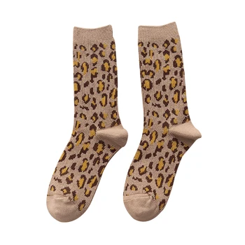 2020 Naujas Moterų Kojinės 1 Pora Medvilnės Leopardo Spalvos Naujas Mados Rudens Atsitiktinis Kojinės Moterų Spausdinti Naujovė Mados Lady Kojinės