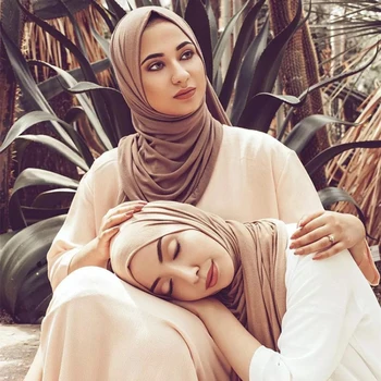 2020 Naujas Musulmonišką hidžabą Moterų jersey šalikas skaros ir apsiaustas Paprasto Hijabs turbaną foulard femme Arabų galvos skara kopftuch 60*160cm