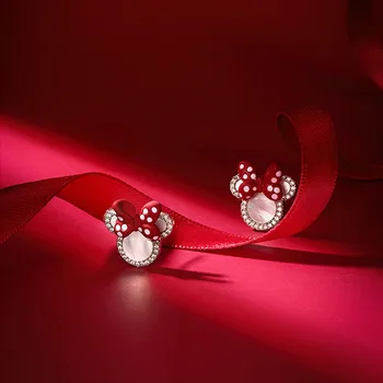 2020 naujas produktas, Mickey Minnie lankas auskarai raudona banga dot lankas kalnų krištolas auskarai išskirtinį juvelyrikos siurprizas, moteris, mergina