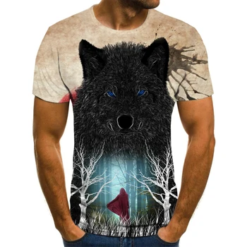 2020 Naujausias Wolf 3D Spausdinimo Gyvūnų Kietas Juokingi Marškinėliai Vyrams trumpomis Rankovėmis Vasaros Viršūnes Tee Marškinėliai T Shirt Vyrų Mados marškinėlius Vyrų 6XL