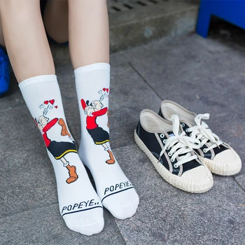 2020 naujos 1 pora vyrų ir moterų kojinės medvilnės Popeye juokinga mados meno laimingas riedlentė dovana Harajuku hip-hop spalvos vamzdelio kojinės
