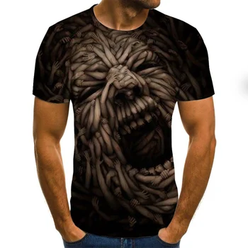 2020 naujos Siaubo kaukolę, vyriški T-shirt vasaros atsitiktinis viršūnes 3D atspausdintas mados trumpas rankovėmis naujas apvalios kaklo marškinėliai madinga streetwear