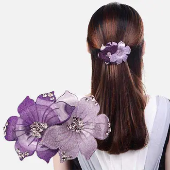2020 Naują Atvykimo Mados Akrilo Gėlių Plaukų Barrettes Įrašus Elegantiškas Plaukų Clips Kristalų Staigius Moterų Hairwear Plaukų Aksesuarai