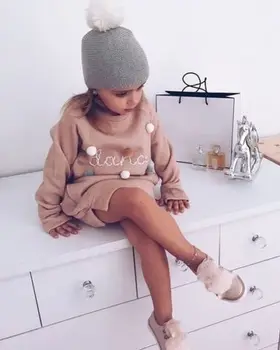 2020 Naujų Karšto Vaikų Saldus Siuvinėjimo Modelio Mados Palaidinukė Mergina Rudenį Nėrinių ilgomis rankovėmis, Šiltas Megztinis Megztinis ropa de