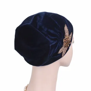 2020 Naujų papuošalų aksomo turbaną kepurės musulmonų kalnų krištolas hijab šalikas variklio dangčio moterų lankelis rait islamo wrap skarų